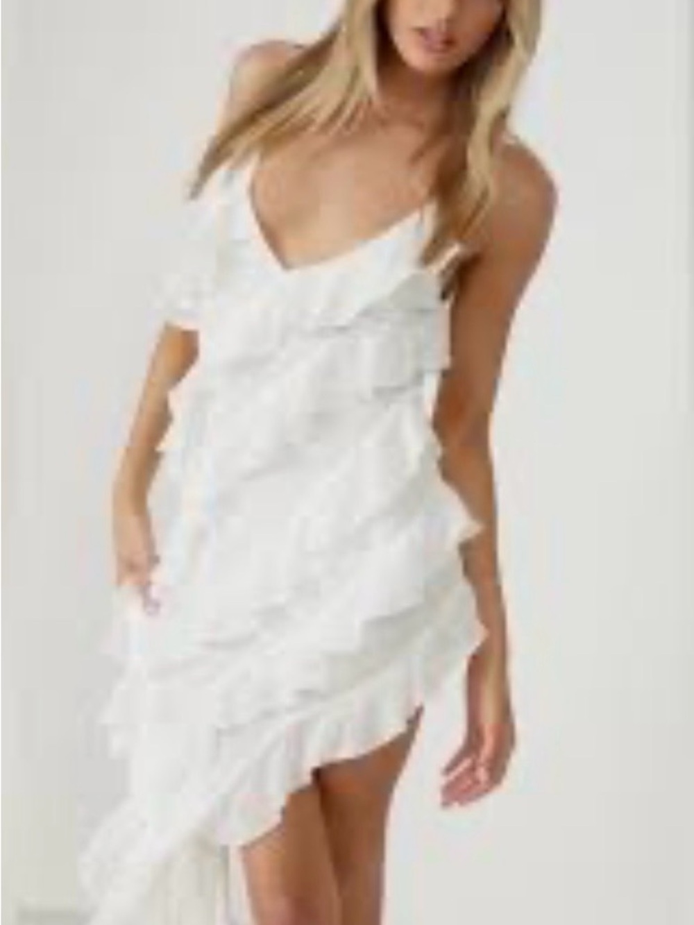 Abercrombie & Fitch white ruffle slip asymmetrical dress XS